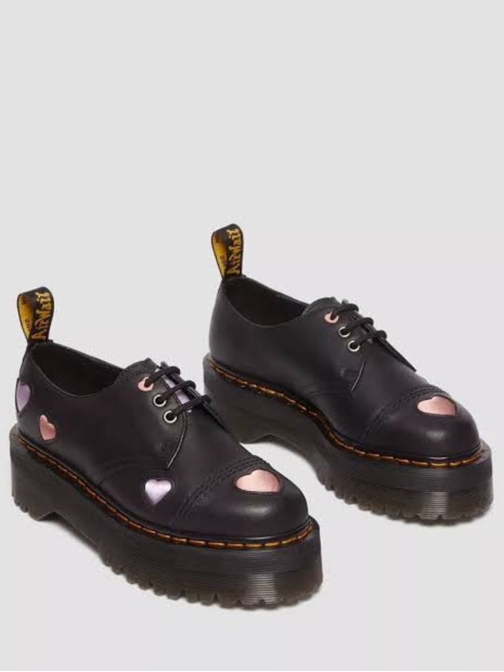 Dr. Martens 1461 Black Heart Cutout Platform Oxford